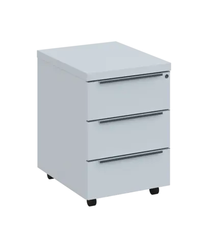 SIKC - 00 kontejner pojízdný, 3-zásuvkový, deska 18 mm, centrální zámek, bílá